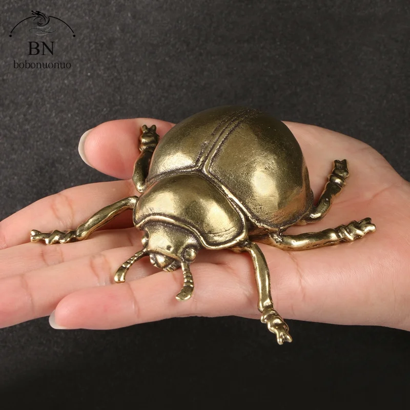 Solid Brass Beetle Ladybug Figurines Miniatures Tea Pet Funny Insect Crafts Collection Desktop BIG Ornaments Home Decorations