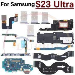 Charging Port Board For Samsung S23+S916 Loudspeaker Ringer Buzzer Fingerprint Sensor On/Off Volume LCD Motherboard Flex Cable