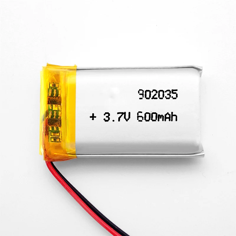 2/5/10/20Pcs 3.7V 600mAh 902035 Lithium Polymer Ion Battery 2.0mm JST Connector