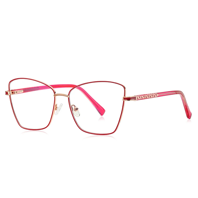 

57mm Blue Light Blocking Women's Cat Eye Metal Glasses Frame Female Anti Radiation Protection Eyeglasses Frames 3068