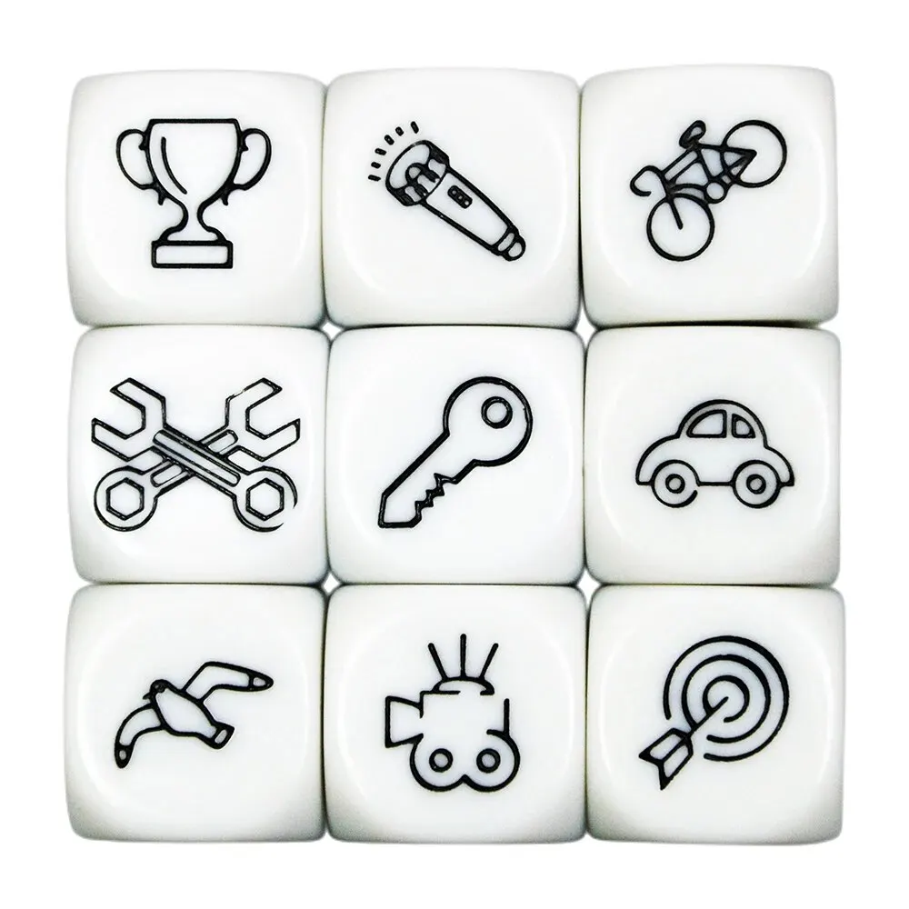 D6 Dice Set Telling Story Cube High Quality Acrylic 6 Sided Dice Funny Engraved Patterns For Games view 2