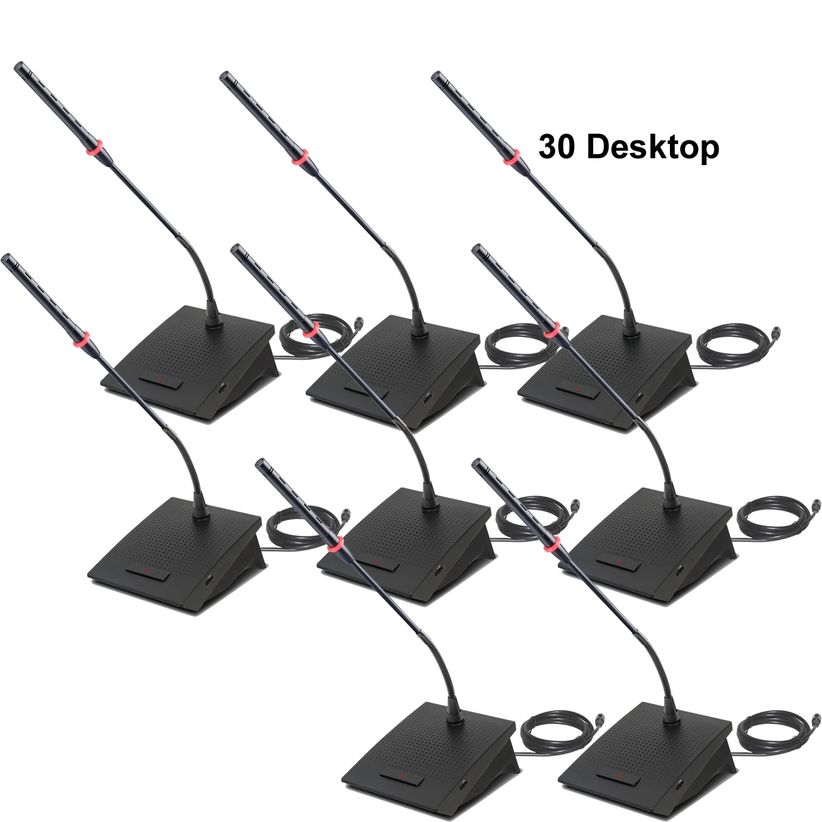 MiCWL Digital 30Pcs Desktop Conference Microphone System Gooseneck Wired Mike 1 Master 29 Desk 2pcs 10m Cable