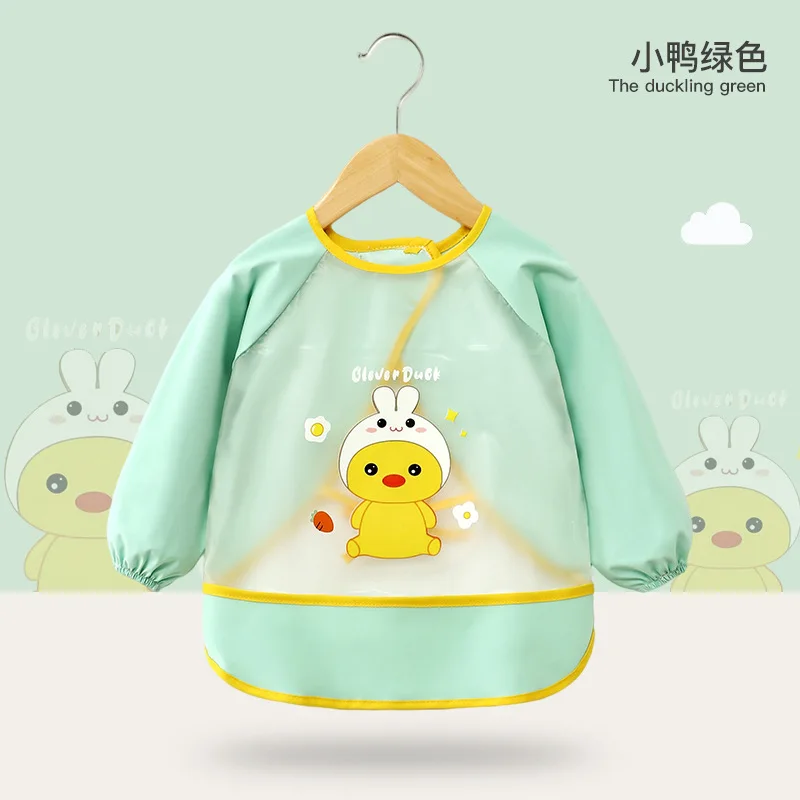 Summer Children\'s Gown Baby Eating Water and Dirt Resistant Girl Apron Long Sleeve Bib Summer Male Baby Food