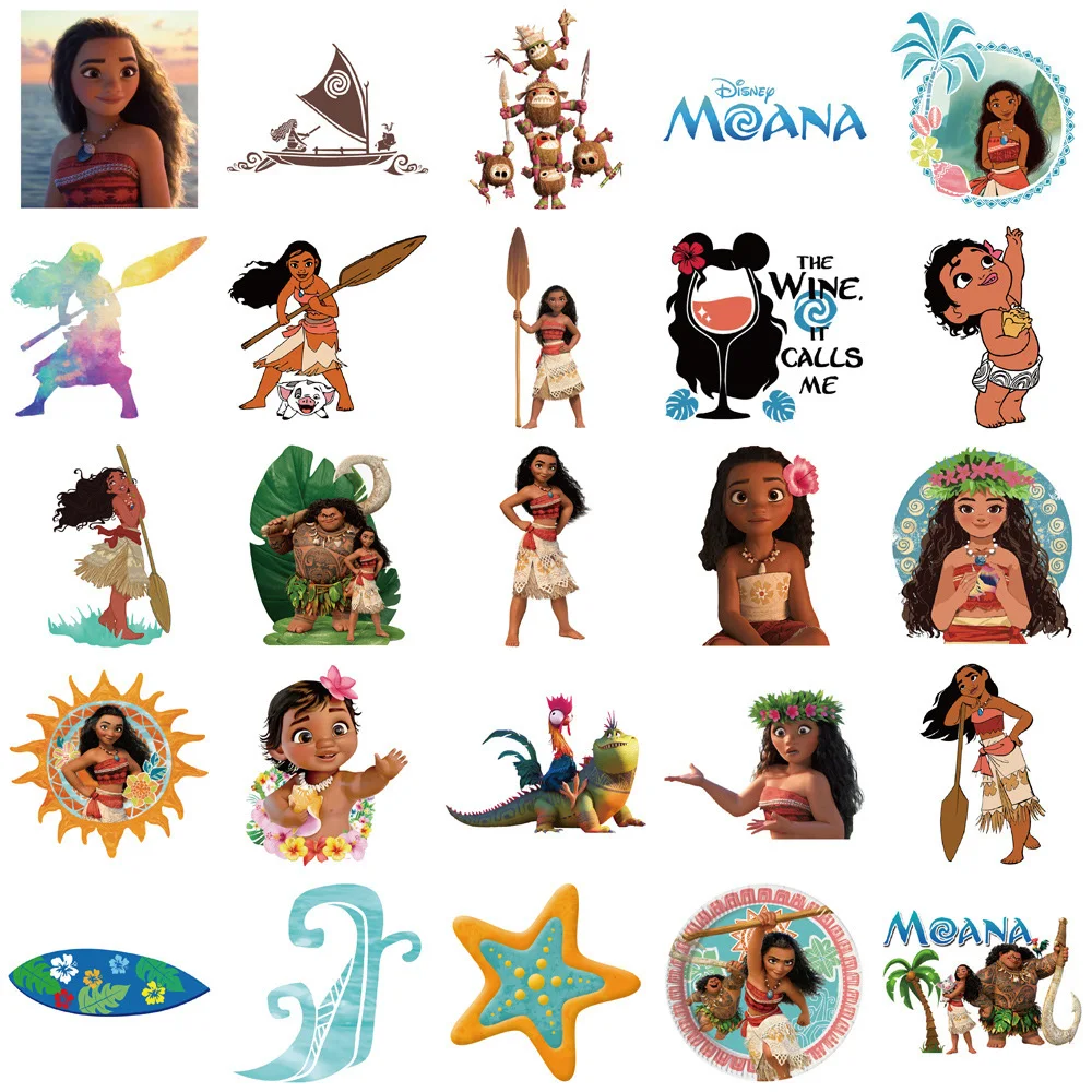 10/30/50pcs Disney Cartoon Moana Stickers Kawaii Princess Girls Sticker for Suitcase Laptop Scrapbooking Laptop Cute Toys Decal