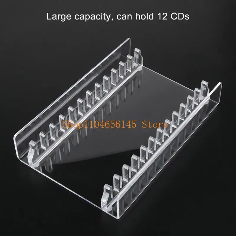 652F Clear Acrylic CDs Display Stand, Space Saving Storage Rack for Organizing 12 Standard CDs