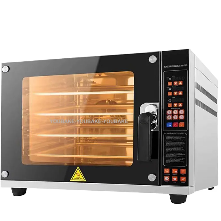 New 220V Four-Tray Electric Convection Bread Oven Commercial Stainless Steel High Productivity Automatic LED Display Corn Nuts