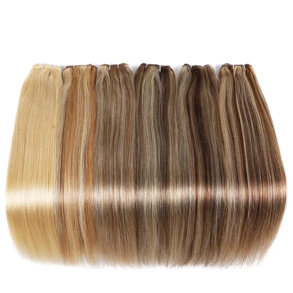 

Highlight Bundles Human Hair Weaving Weft Human Hair Bundles 3/4 Ombre Brown Blonde Hair Extensions