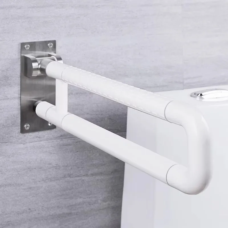 Anti-Slip ABS Plastic U-Shaped Toilet Handrail Flip-Up Safety Folding Grab Bar for Home Hospital Disabled Handicap Users