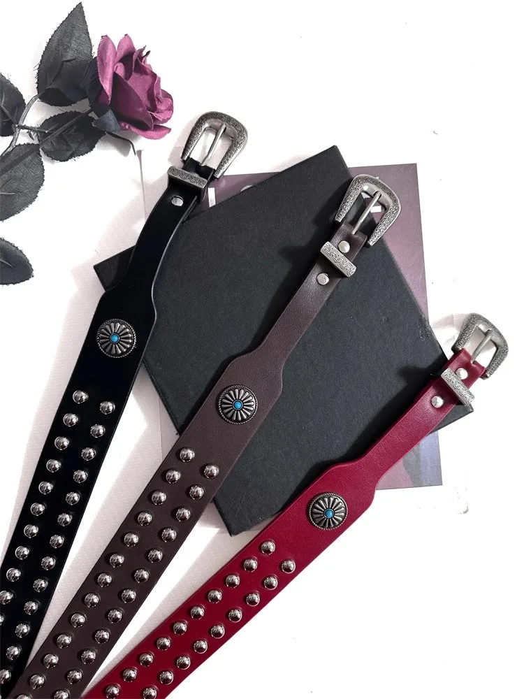 ผู้หญิง Vintage PU หนัง Rivet Punk Corset หญิง Cummerbund Coat เข็มขัดชุด Decration เข็มขัดกว้าง J1498