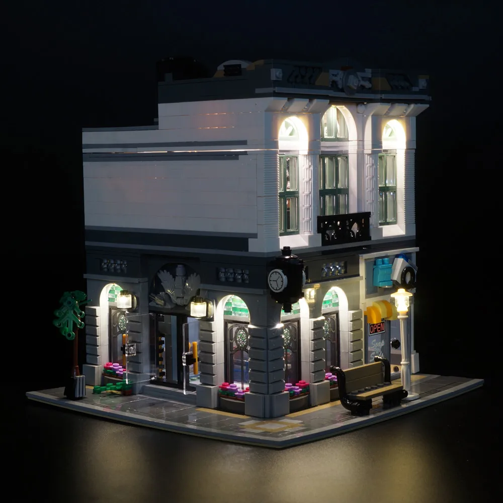 Kyglaring Led Lighting Set DIY Toys For 10251 And 15001 City Creator Brick Bank Model (Not Included Building Blocks)