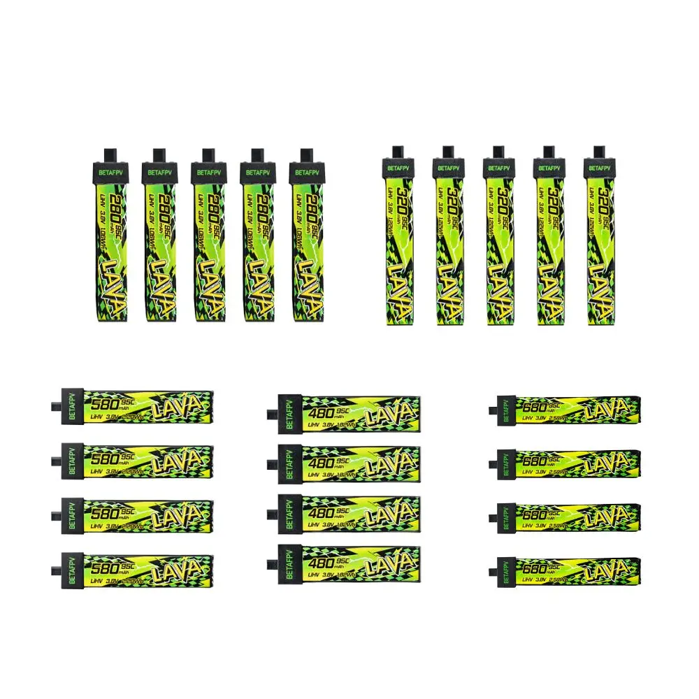 BETAFPV LAVA II 1S FPV-Drohnenbatterie, 280/320/480/580/680mAh, mit BT2.0-Anschluss, geeignet für Air65.