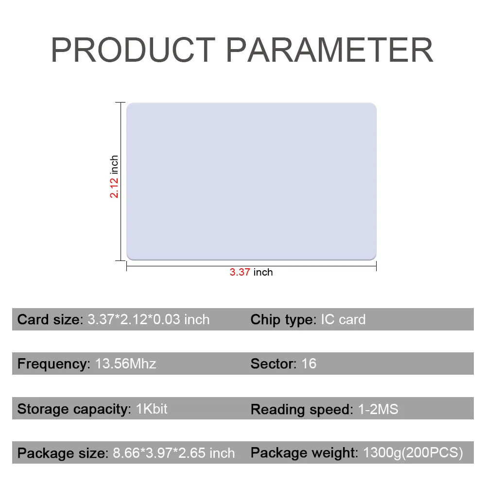 5YOA IC Cards M1 13.56Mhz RFID Card MF S50 Classic ISO14443A 1K Proximity Smart 0.8mm For Access Control Card System