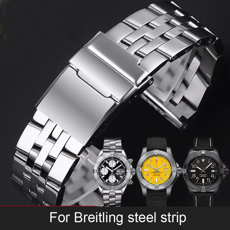 904 Solid Stainless Steel Watchband 20mm 22mm 24mm Bracelet For Breitling Watch Strap for AVENGER NAVITIMER SUPEROCEAN Belt