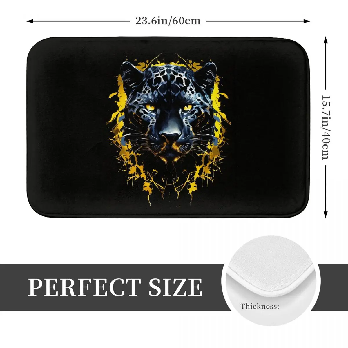 The Black Leopard Has Yellow Eyes Print Doormat Kitchen Entrance Home Floor Mat Non-slip Carpet Rug for Bathroom Footpad Mats