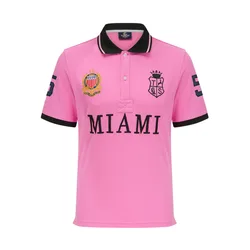 Polos para hombre Miami clásico rojo blanco rosa deportes Casual algodón puro talla grande 7xl nueva camiseta corta con cuello de manga corta