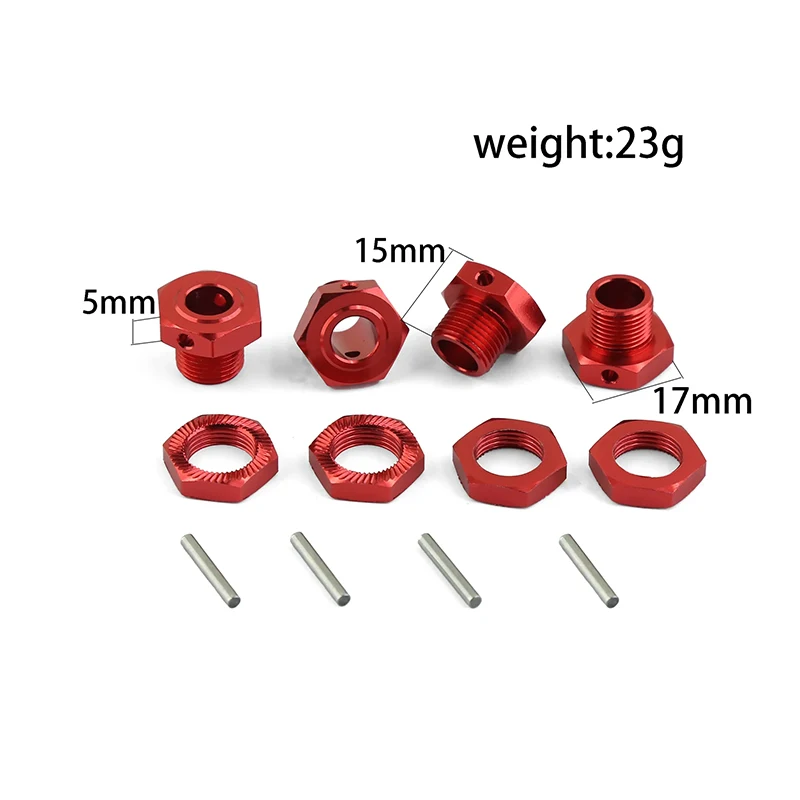 Metal 17mm Wheel Hex Hub Adapter with Nut for Arrma 1/7 Infraction Limitless Felony 6S 1/8 Typhon 6S RC Car Upgrade Parts