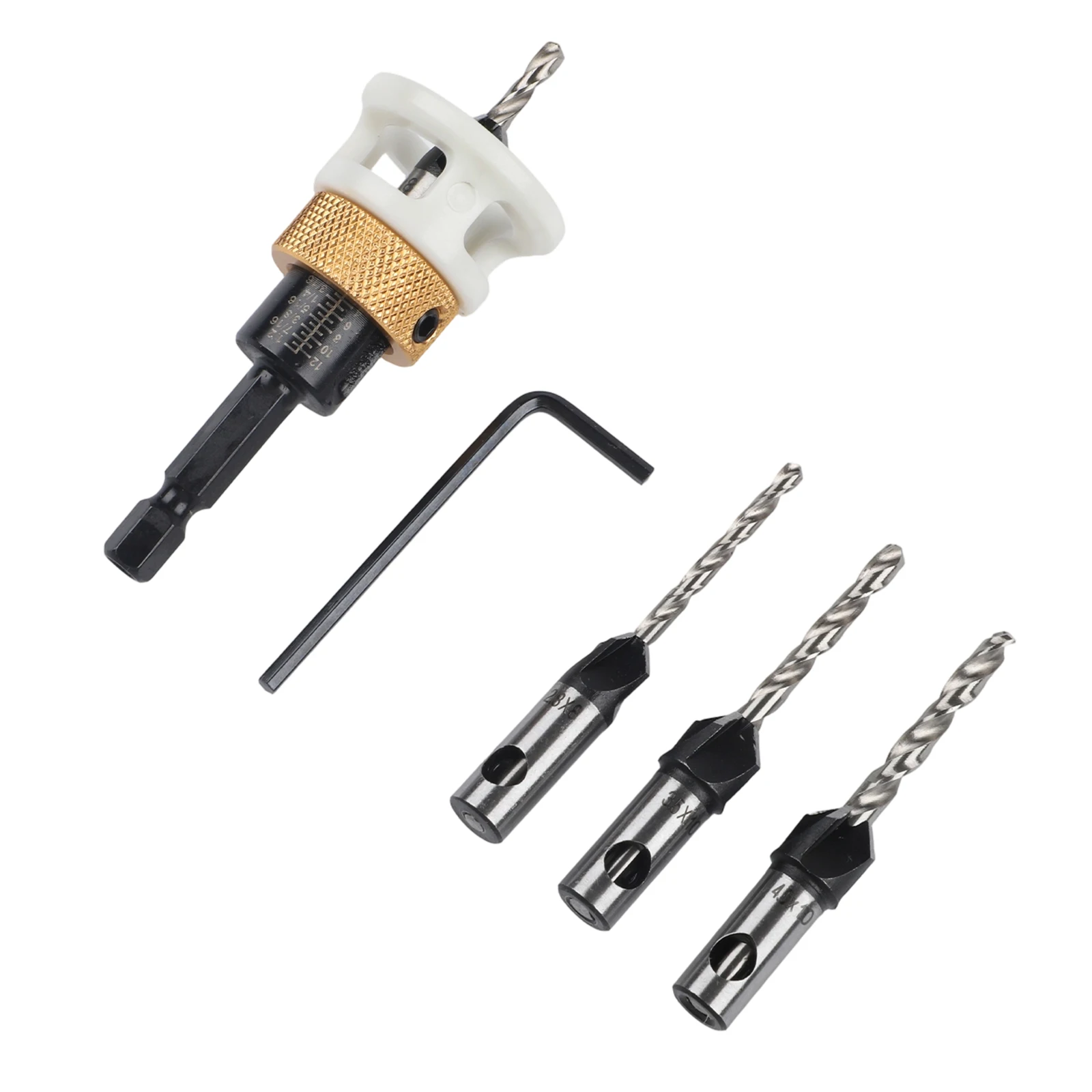 Adjustable Countersink Drill Bits Cutter Countersink Drill Bits 4 Pieces Set Carbide Material Smooth Drilling Non-Slip Grip