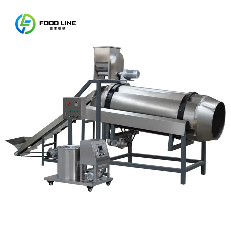 Customized Automatic Rotary Drum Seasoning Machine Continuous Snack Flavoring Machine for Puffed Food Flavoring Processing