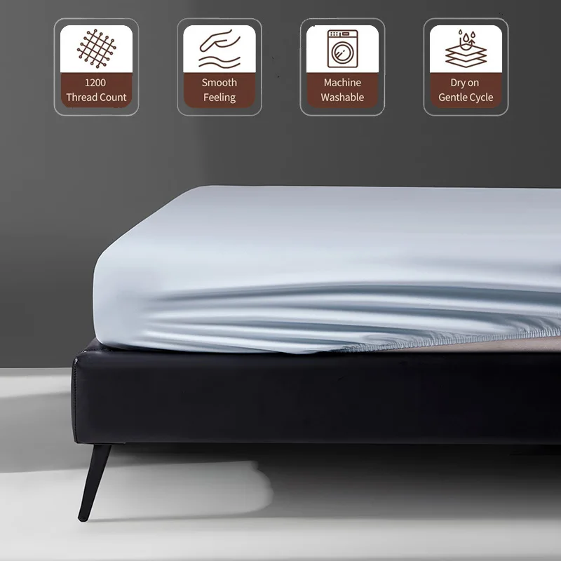 Egyptian Cotton Fitted Bed Sheet Only, 1200 Thread Count Sateen Weave Fitted Sheet, Ultra Soft Hotel Quality Mattress Covers