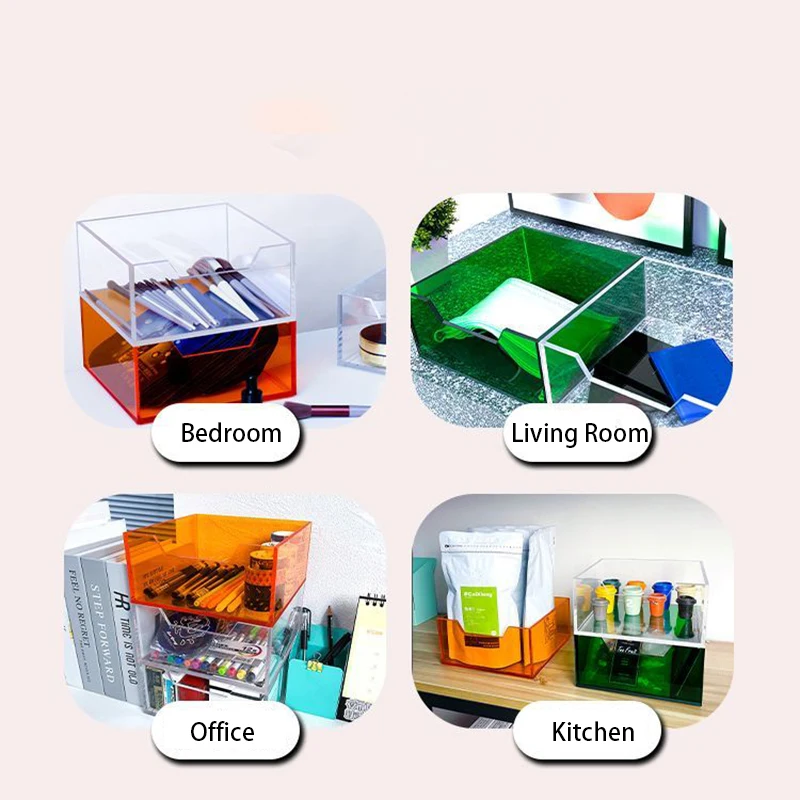 Acrylic Storage Bin for Coffee Capsule Snacks Stationery Cosmetics Holder Organizers Clear Acrylic Box for House&Office Organize