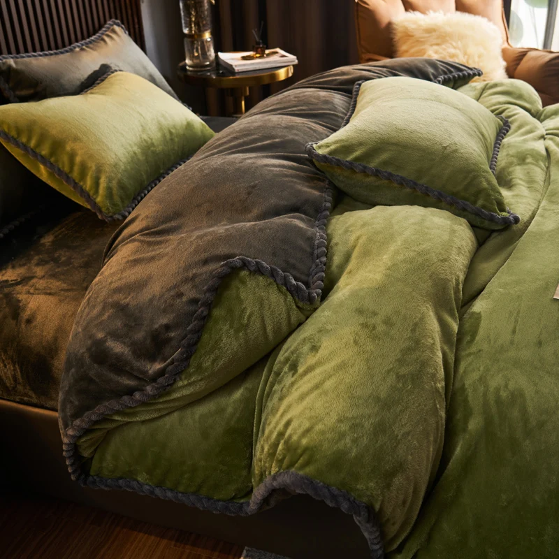 الشتاء المخملية غطاء لحاف دون سادات 1 قطعة رشاقته الدافئة أفخم الملك غطاء لحاف دعوى مزدوجة غطاء سرير كوين المعزي #4