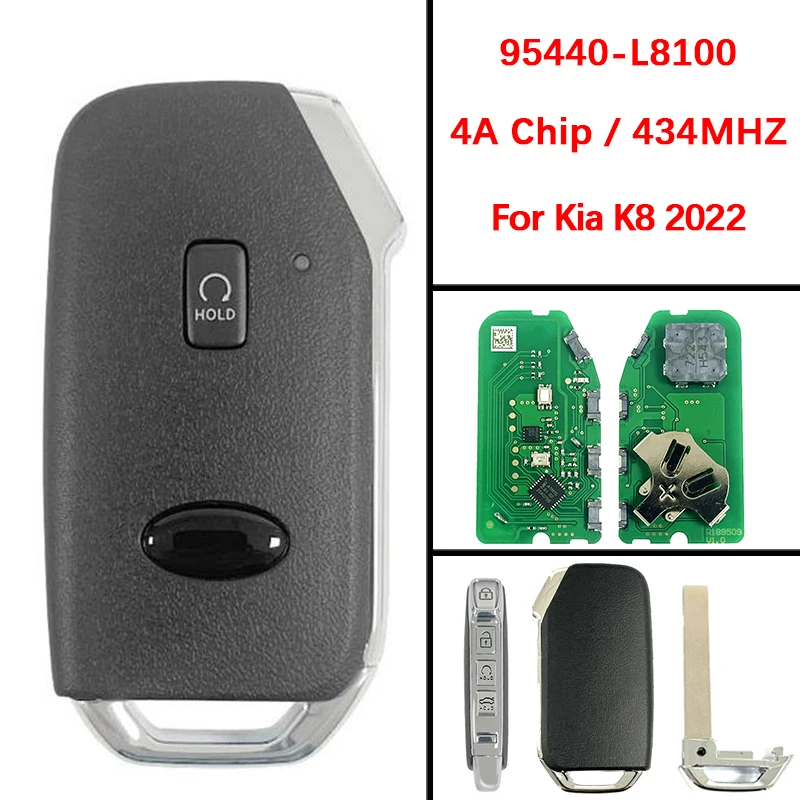 CN051218 Aftermarket 4 pulsanti Smart Key Fob 433Mhz 4A Chip FCC 95440-L8100 CQOFN01050 Keyless Go Fob per Kia K8 2022