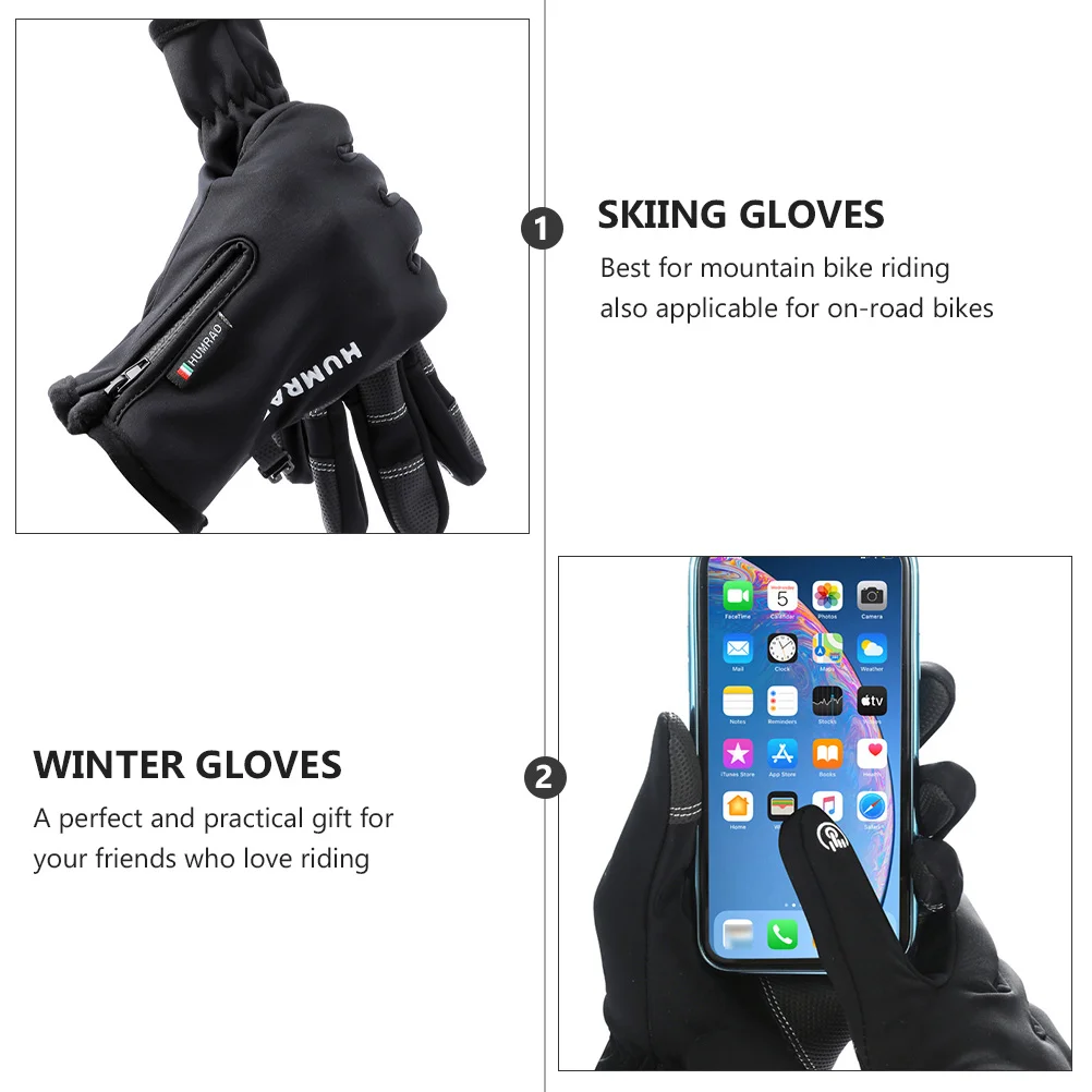 Black Work Gloves Screen Skiing Keep Warm Xl Winter Cycling Bicycling Mitten Man