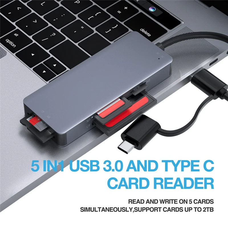 

Профессиональный многофункциональный кард-ридер USB 3.0 CF/MS/SD/TF Card 5 в 1 USB-кардридер 5 Гбит/с для ПК, ноутбуков, запчасти, аксессуары