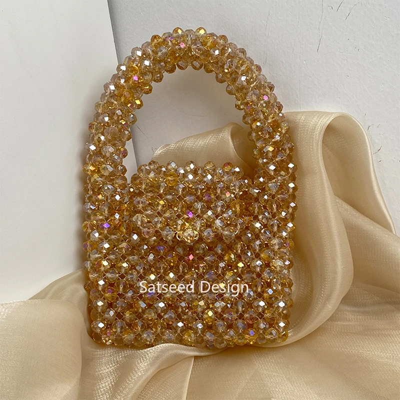 Handmade Women's Handbags Crystal Bag Bling Fashion Top-Handle Unique Design Ladies Party Gift for Her Purses Celebrity 2024