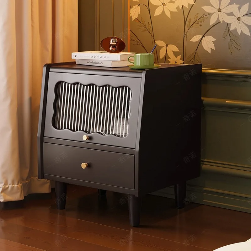 

Black Bedroom Bedside Table Minimalist Classic Space Saving Small Bedside Table Cabinet Storage Mesitas De Noche Furniture