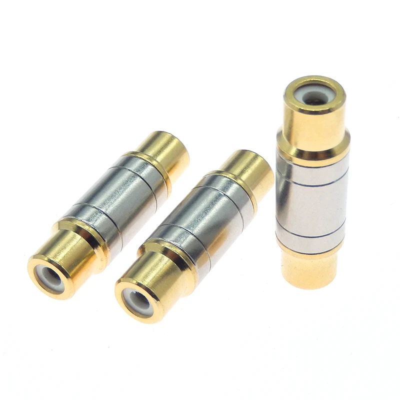 2pcs/lot Dual RCA Connectors High Quality RCA Female to Female Jack Socket Straight Adapter Gold Plated Speaker Cable Extender