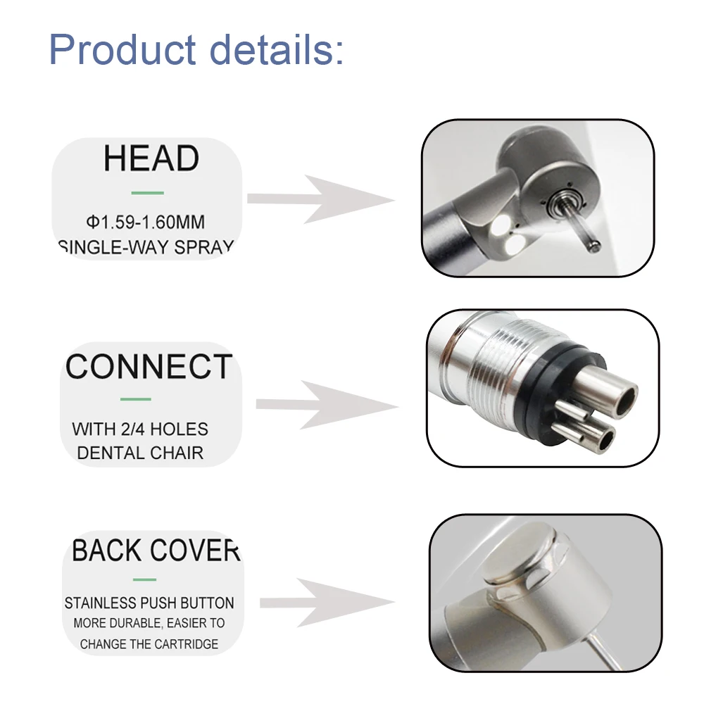 Odontologia Mini Handpiece, cabeça pequena, velocidade