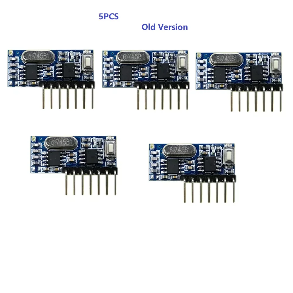 QIACHIP-Interruptor de Control remoto para Arduino Uno, módulo Smart Home, 4CH RF Learning Code 1527, receptor decodificador, 4 botones, 5 piezas