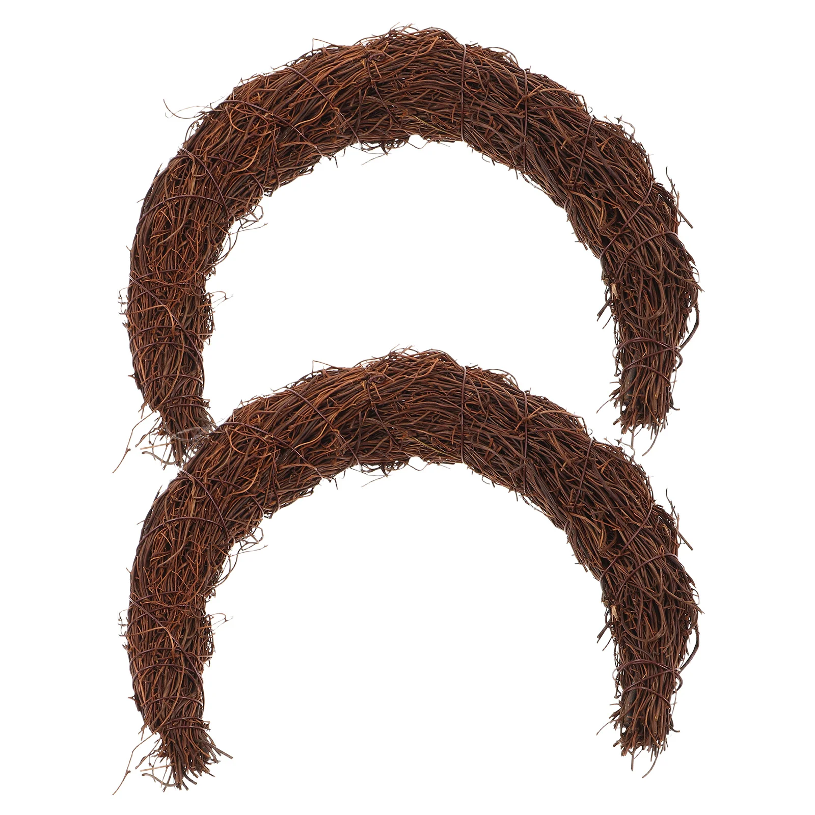 

2 Pcs Moon Wreath Front Door Frame Moss Grapevine DIY Supplies Rattan Craft Form