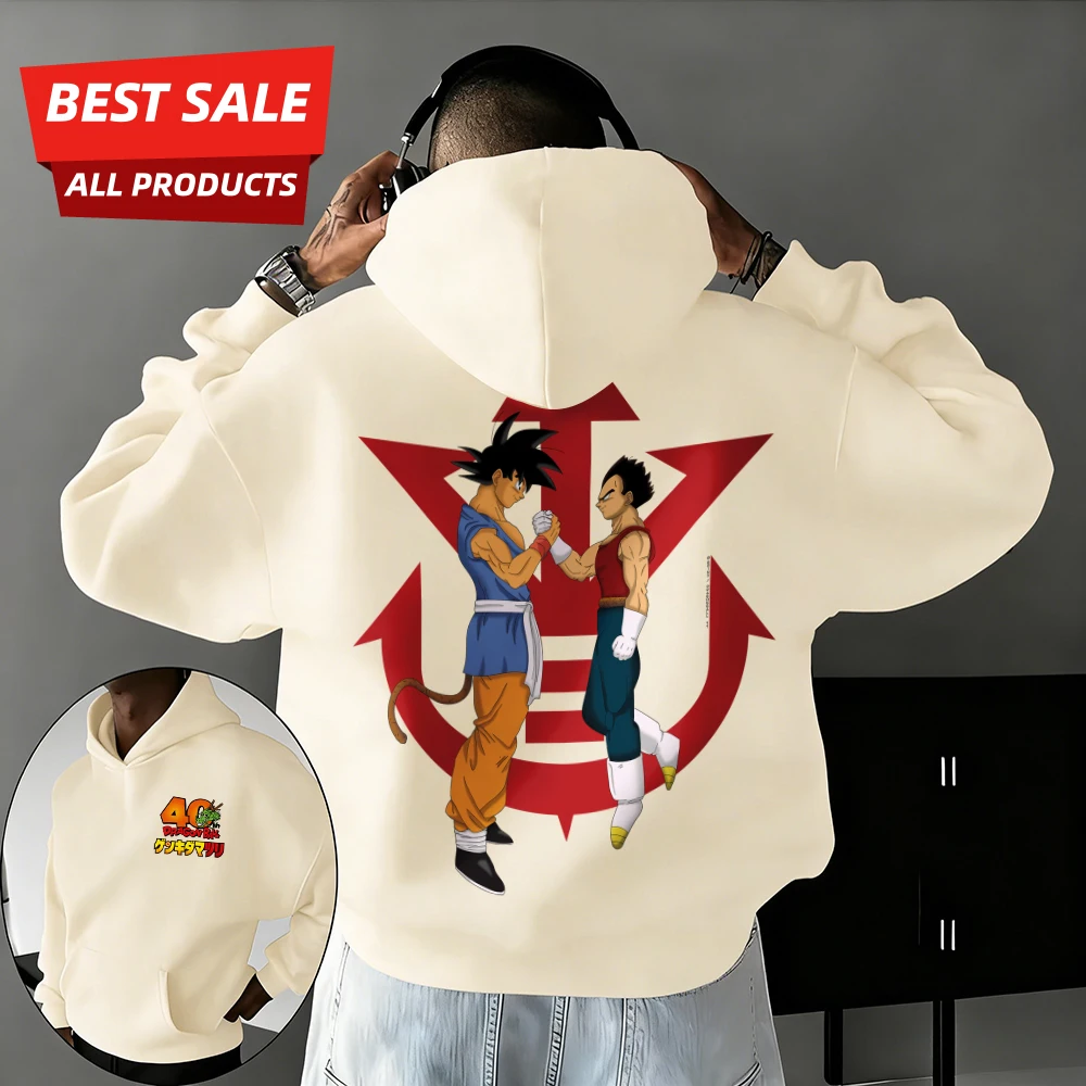 

Новая толстовка унисекс из 100% хлопка с принтом аниме «Драконий шар», к 40-летию Вуконга, осень-зима 2026, увеличенный размер, повседневный уличный стиль