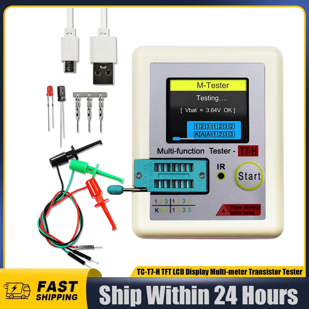 TC-T7-H Multimeter Transistor Resistor Diode Triode Capacitance Tester ESR/MOS/PNP/NPN LCR MOSFET TFT LCD Display Screen Monitor