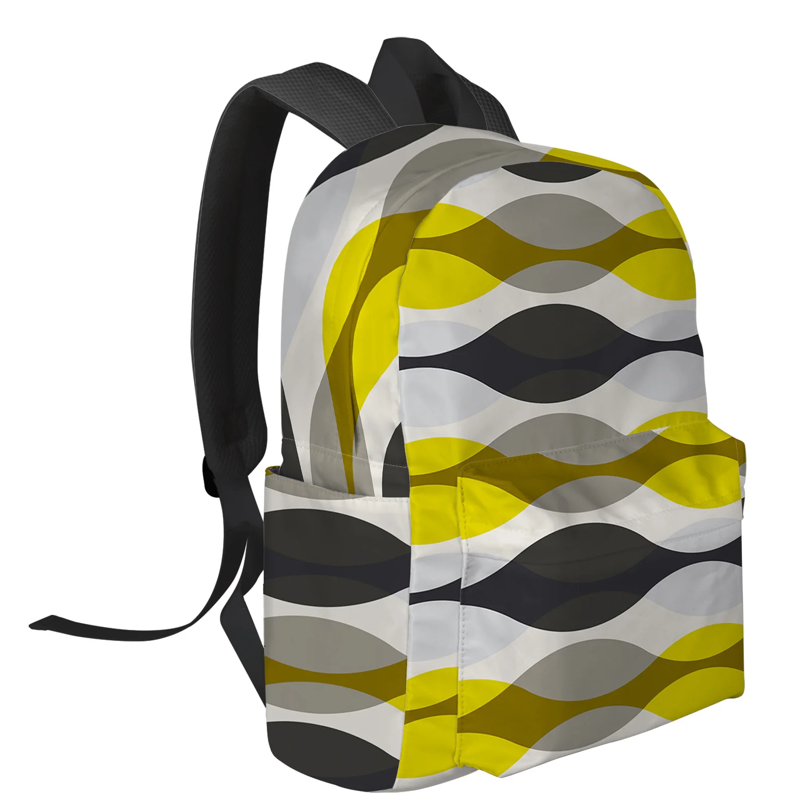 Water Drop Shape Geometric Texture Ripple Yellow Backpacks Custom School Bags Laptop Backpack Men Women Female Travel Mochila