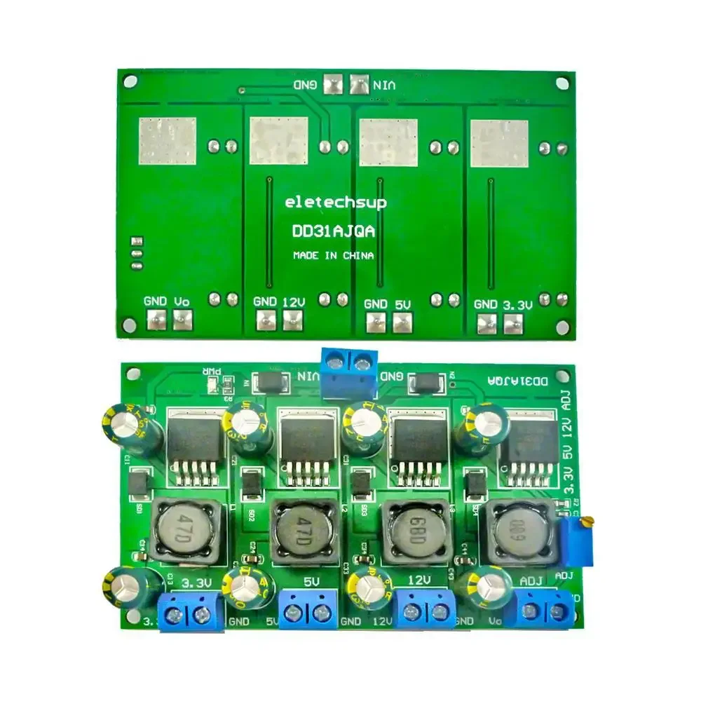 3A 4 Channels Multiple Switching Power Supply Module 3.3V 5V 12V Adjustable Output DC DC Step-Down Buck Converter Board DD31AJQA