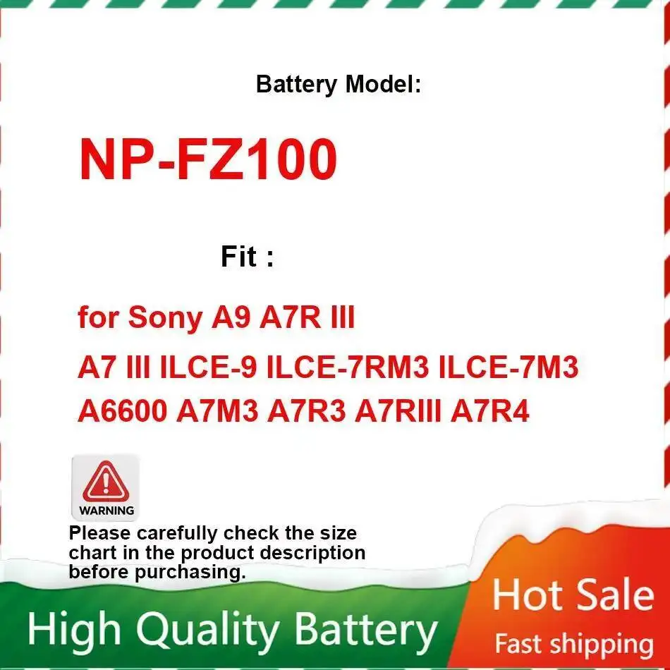 

Аккумулятор для камеры NP-FZ100 2280 мАч для Sony A9 A7R Iii A7 Ilce-9 Ilce-7RM3 Ilce-7M3 A6600 A7M3 A7R3 A7RIII A7R4