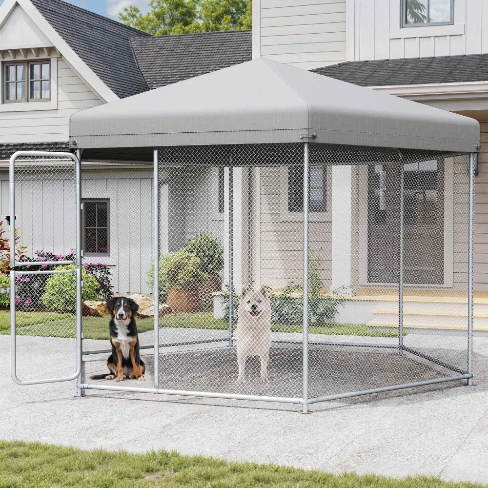 

9.8×8.2×6.2FT Pet House Dog Run Enclosure w/UV-Resistant Waterproof Roof Cover