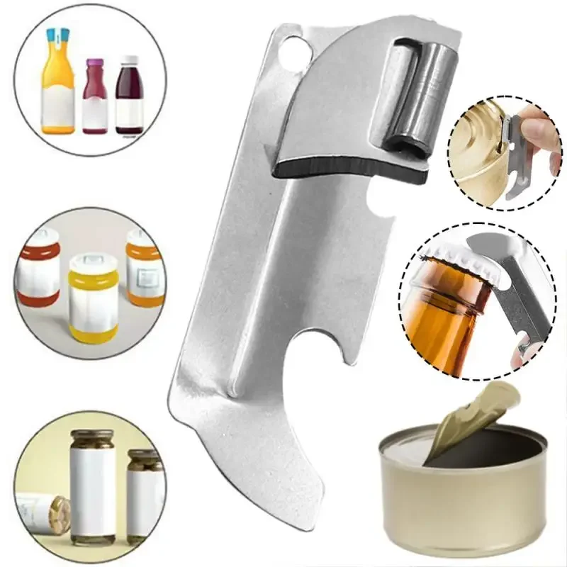 Nouveau ouvre-boîte multifonction pliant Mini ouvre-boîte sécurité côté coupe manuel étain poli acier inoxydable ouvre-boîtes outil de cuisine