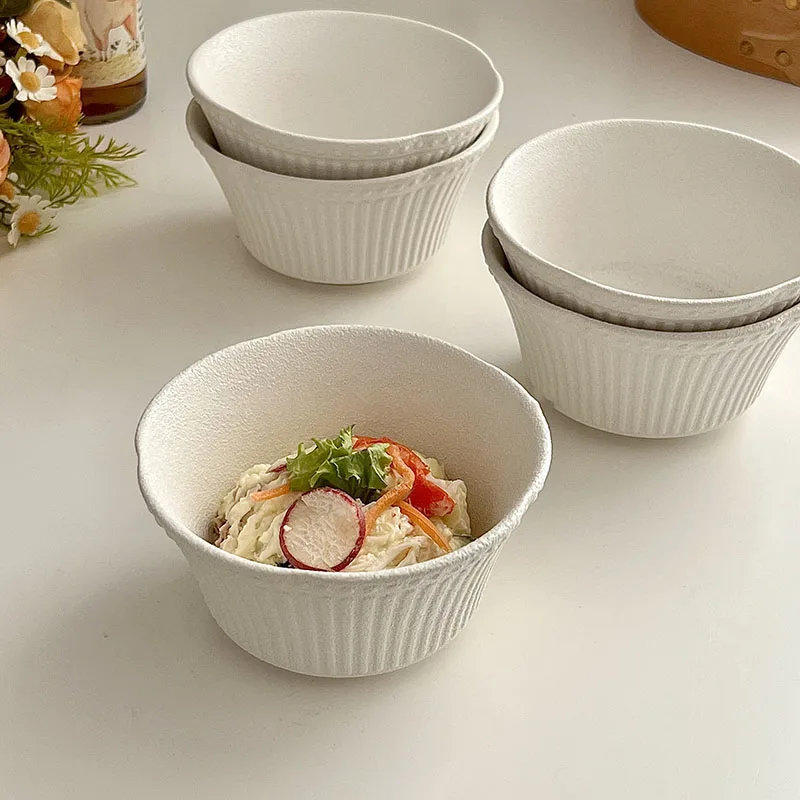 Einfarbige Keramikschalen im französischen Stil, gefrostete Ramen-Reisschüssel für den Haushalt, hochwertiges Dessert-Joghurt-Schüssel, Küchengeschirr