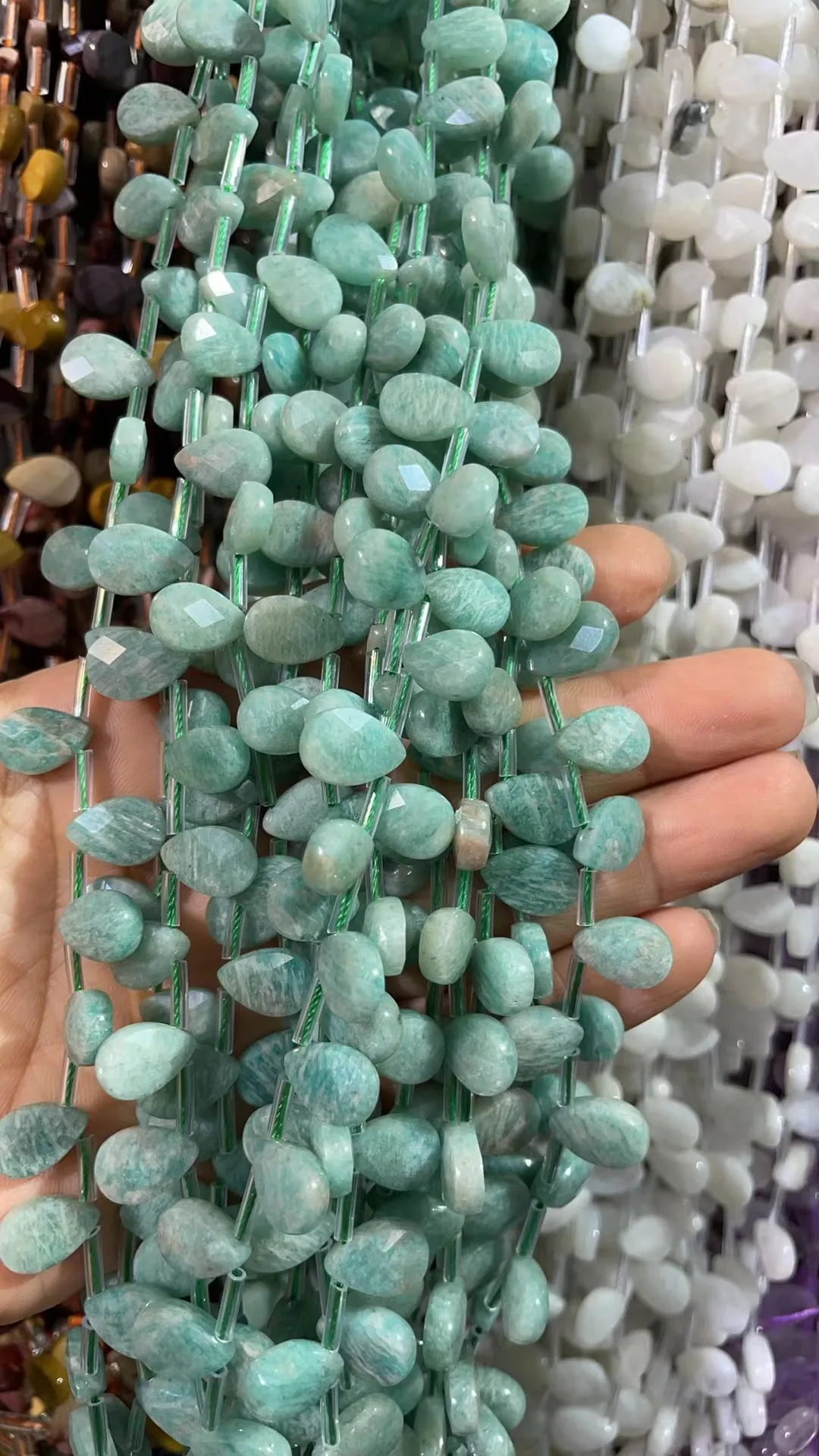 

8x12 Water Of Natural Drops Amazonite Cut face Length Dagree 39 cm Big Overview 31Grain