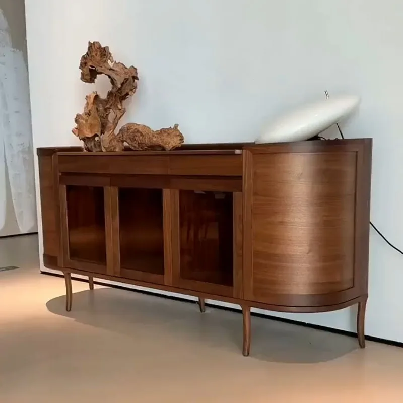

American black walnut dining side cabinet solid wood living room household multi-functional foyer tea room storage cabinet