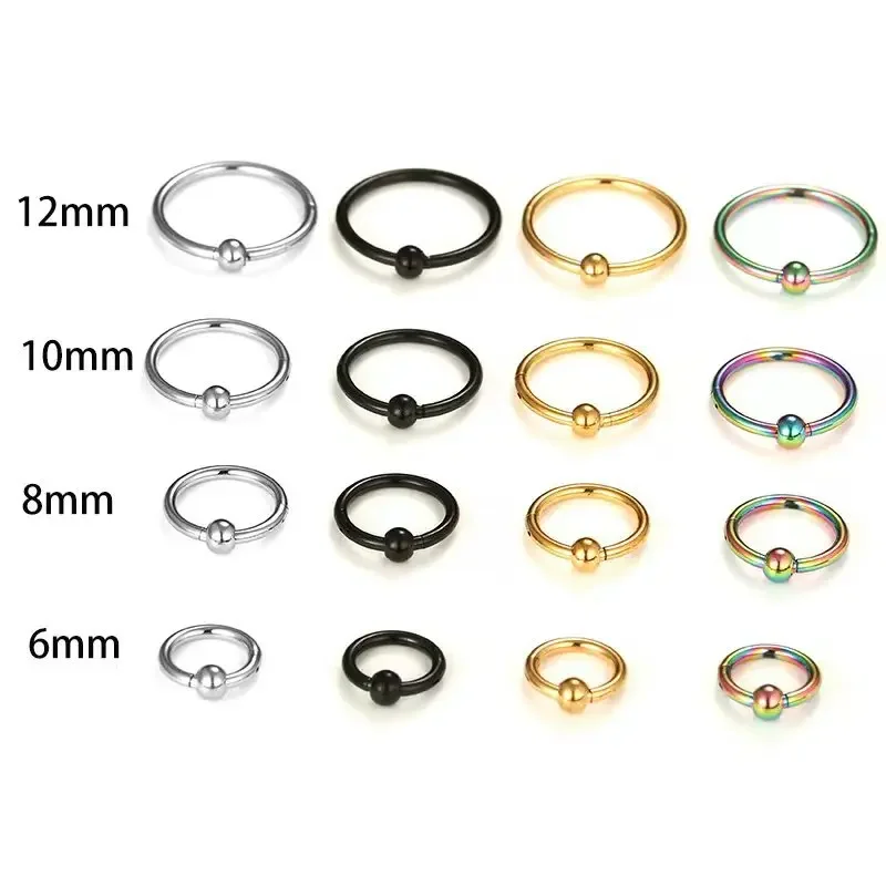 16g 6/8/10/12mm Surgical Stainless Steel Ball Hinged Segment Clicker Hoop Septum Ring Nose Rings Earrings Body Piercing Jewelry