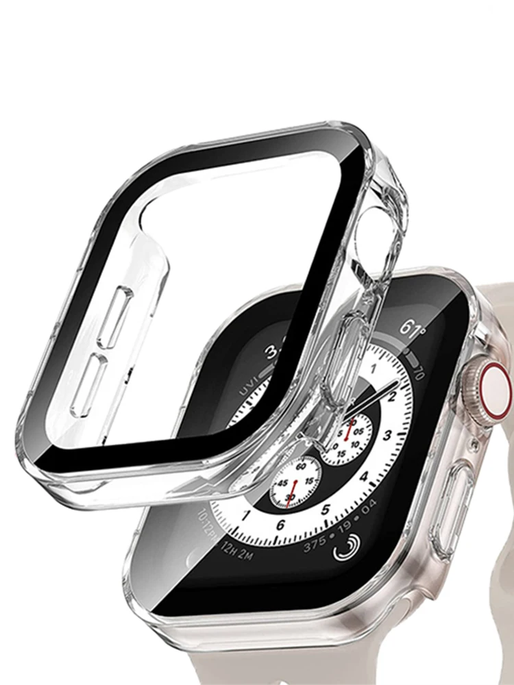 Abdeckung für Apple Watch 10 Gehäuse 46 mm 42 mm 45 mm 41-44-40 mm Displayschutzfolie aus gehärtetem Glas Serie 7 8 9 SE 5 Apple Watch-Zubehör