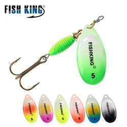 Fish King 1Pcs Spinning Metal Sequins Spoon Lure Pike Metal With Treble Hooks Wobbler Bait Fishing Accessories for Bass Trout