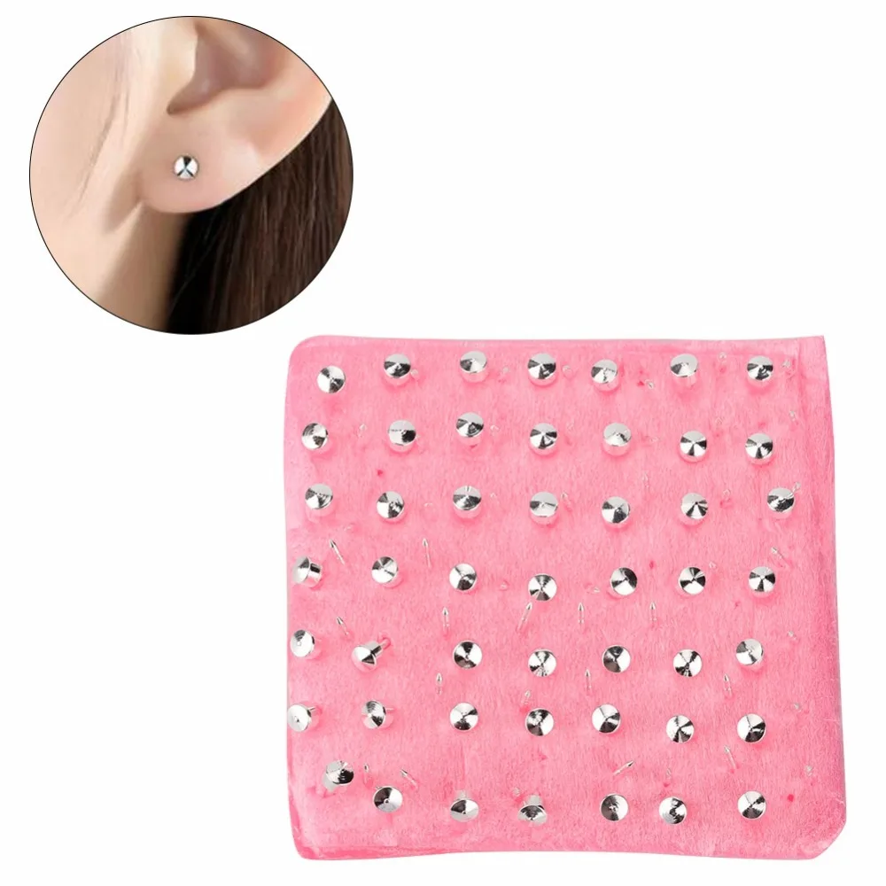 

98pcs Full Set Silver Color Metal Ear Stud Cap Style Metal Material Ear Cap Piercing Tools Set Ears Studs