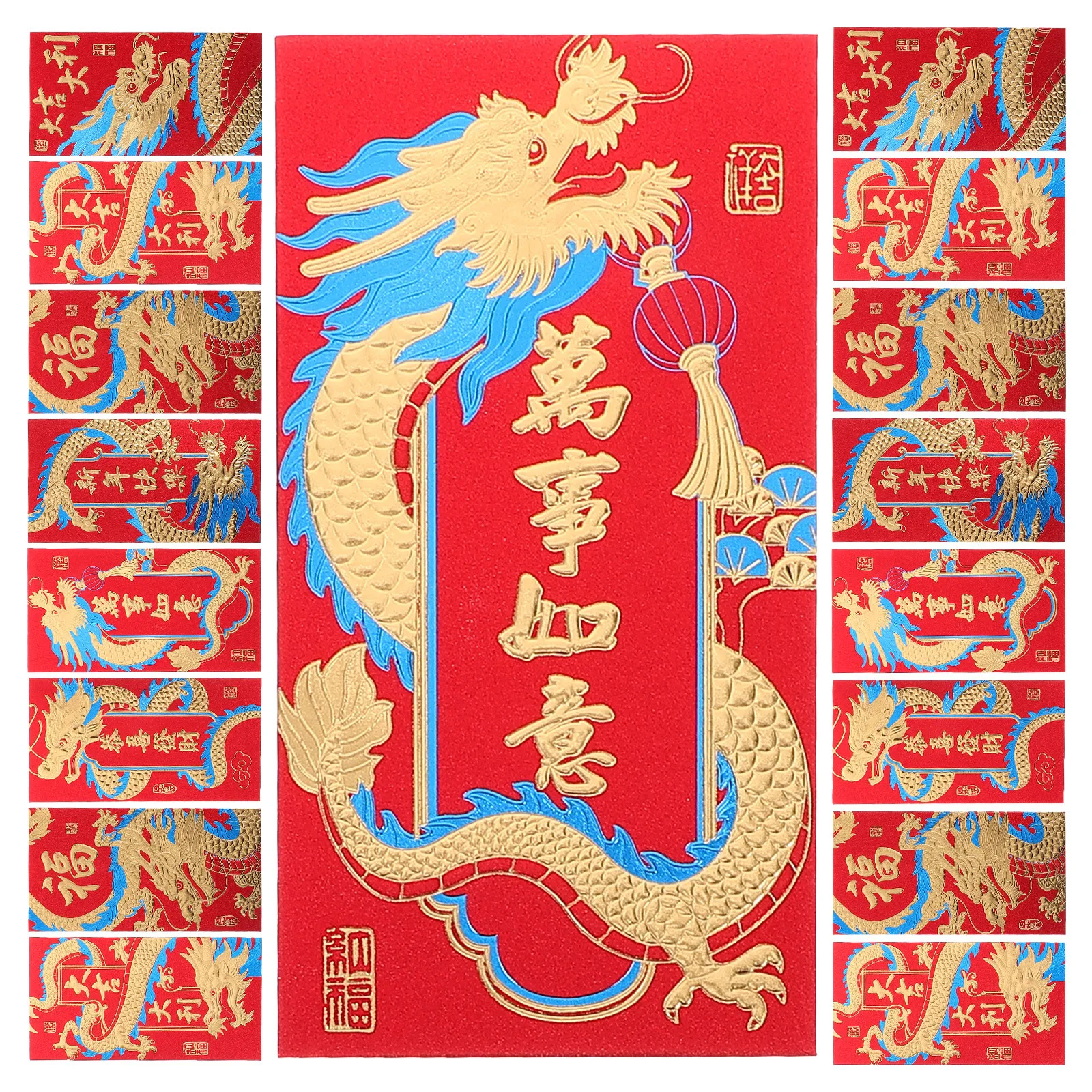 

24Pcs Red Envelope Dragon Pattern Paper Red Packets for Spring Festival Luck Money Bag Holiday Party Decoration Supply