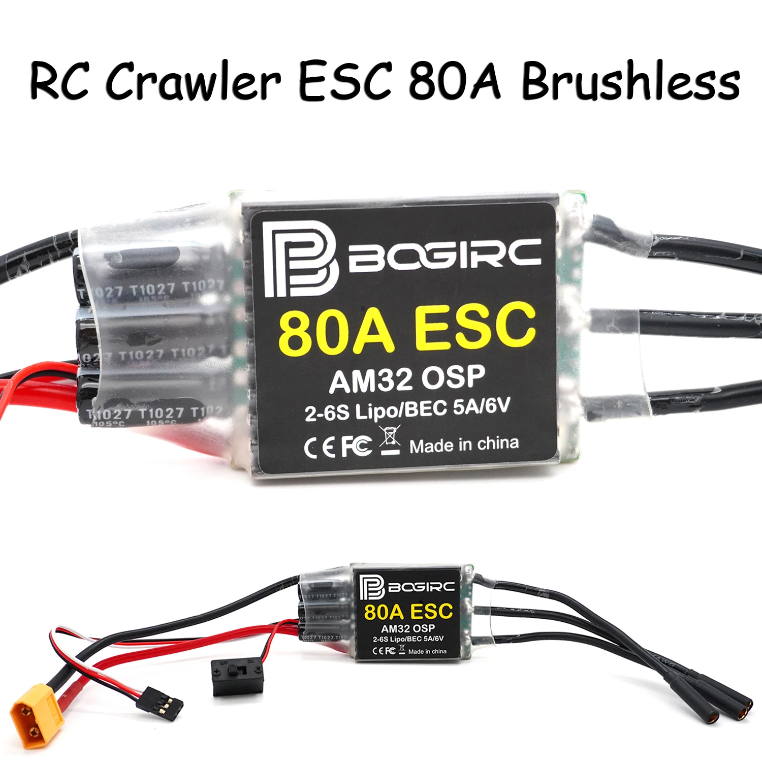 YSIDO RC Brushless ESC AM32 80A 2-6S Lipo BEC 5A/6V Electronic speed controller for Axial SCX10 RC Crawler Car Upgrades Parts